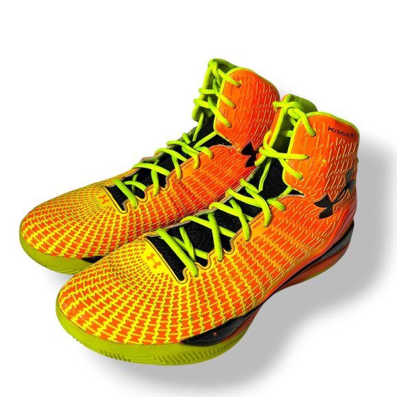 UNDER ARMOUR Men's 11.5 MICRO G DRIVE Clutch Fit Orange/Yellow/Black Basketball - Picture 2 of 11